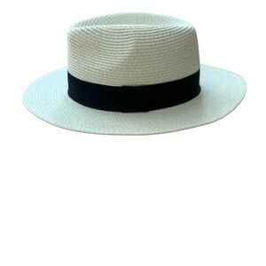 Classic Fedora Sun Hat Cream and Black
